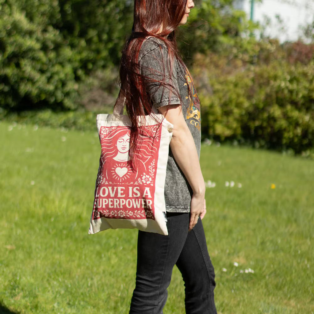 Tote bag din Bumbac - Love is a super power